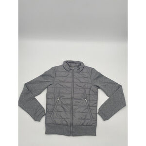 REISS HARPER HYBRID ZIP THROUGH QUILTED JACKET SIZE 0. Color: Grey Marl